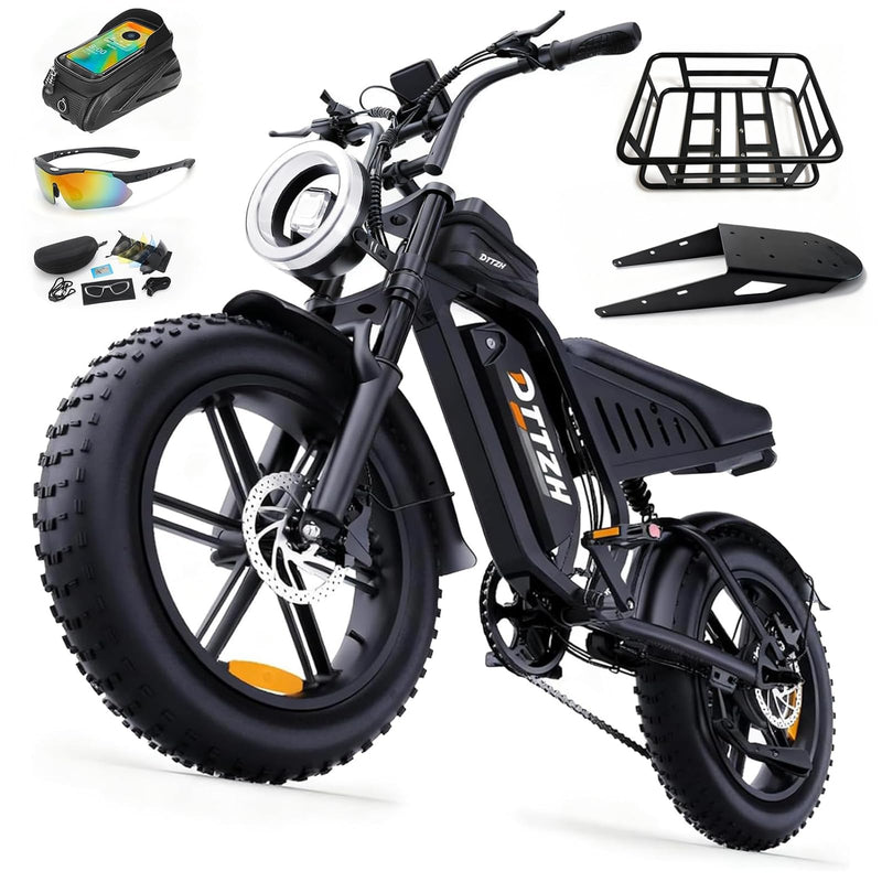 High Power 60V 30Ah Fat Tyre E-Bike, 2500W Brushless Motor, Removable Battery, Full Suspension & Hydraulic Brakes