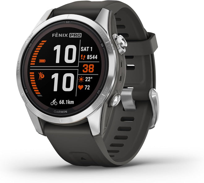 Garmin [Renewed fēnix 7S PRO GPS 42mm Smaller Smartwatch, Multisport, Advanced Health & Training Features, Touchscreen & Buttons, up to 11 days battery life, Graphite (Renewed)