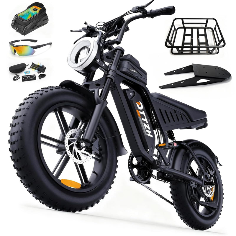 High Power 60V 30Ah Fat Tyre E-Bike, 2500W Brushless Motor, Removable Battery, Full Suspension & Hydraulic Brakes