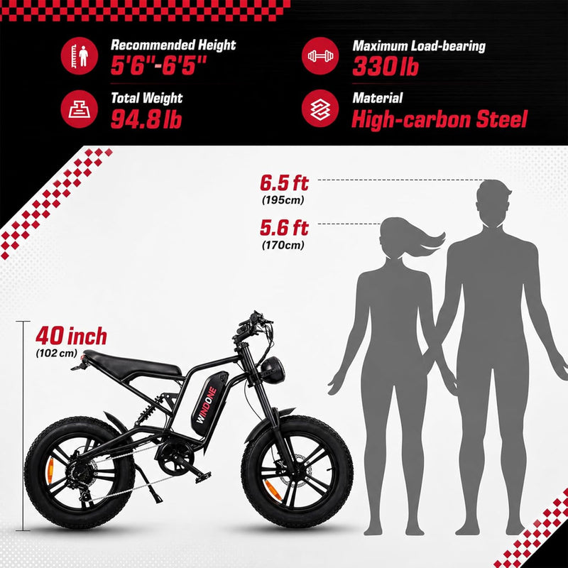 26-Inch Fat Tyre Electric Bike for Adults, 48V 13Ah Removable Battery, 1000W Peak Brushless Motor, Dual Suspension