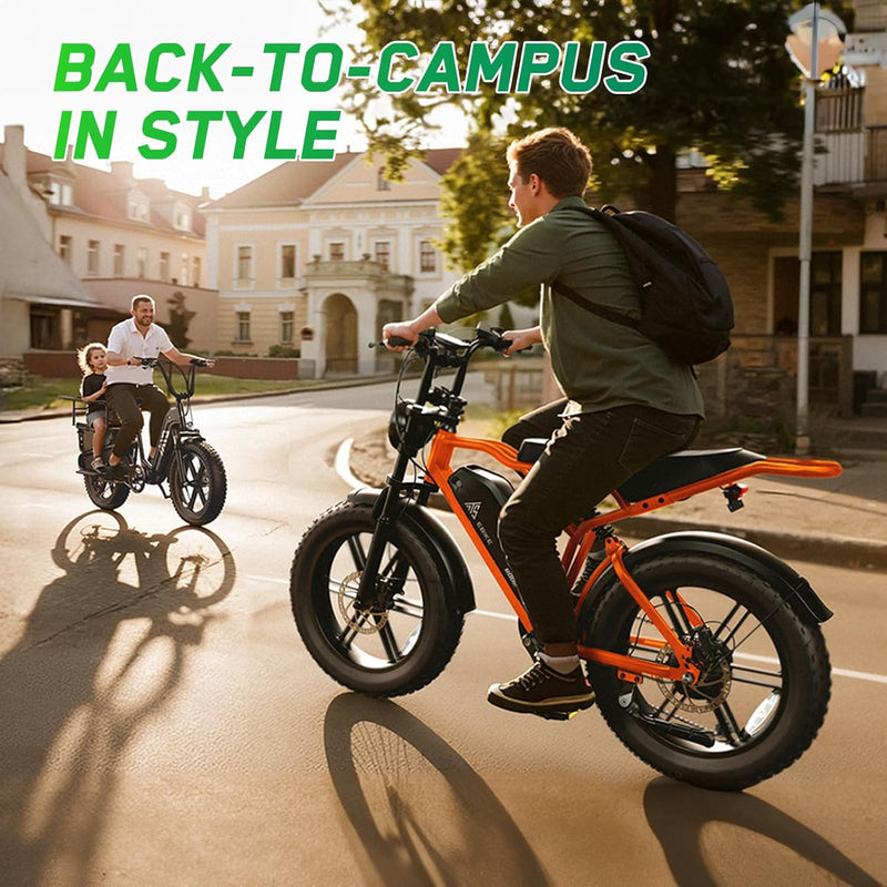 Long Range Fat Tyre E-Bike for Adults, 48V 15Ah Removable Battery, 1500W Peak Brushless Motor, Dual Suspension
