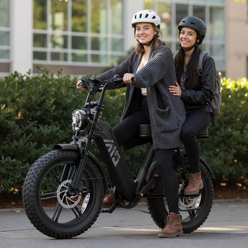 Step-Through Electric Bike with Fat Tyres, 48V 15Ah Removable Battery, 1500W Peak Motor, Full Suspension