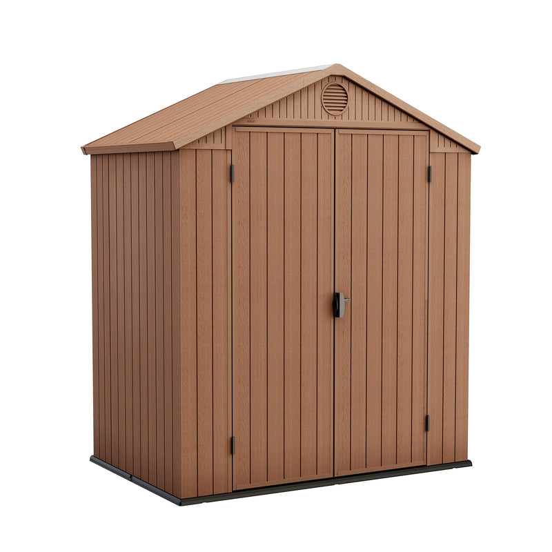 Large Outdoor Garden Storage Shed Weather Resistant Resin Double Door Brown