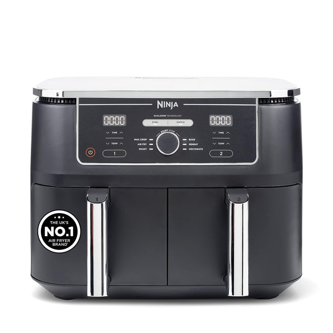 Ninja Foodi MAX Dual Zone Digital Air Fryer, 2 Drawers, 9.5L, 6-in-1, Uses No Oil, Max Crisp, Roast, Bake, Reheat, Dehydrate