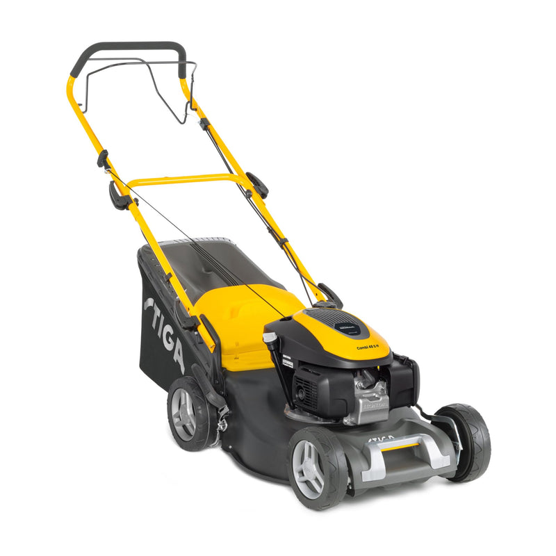 STIGA Combi 53 S Petrol Lawn Mower – Self-Propelled, 166cc Engine, 51cm Cutting Width, 3-in-1: Collection, Mulching & Rear Discharge, 60L Grass Collector, Yellow