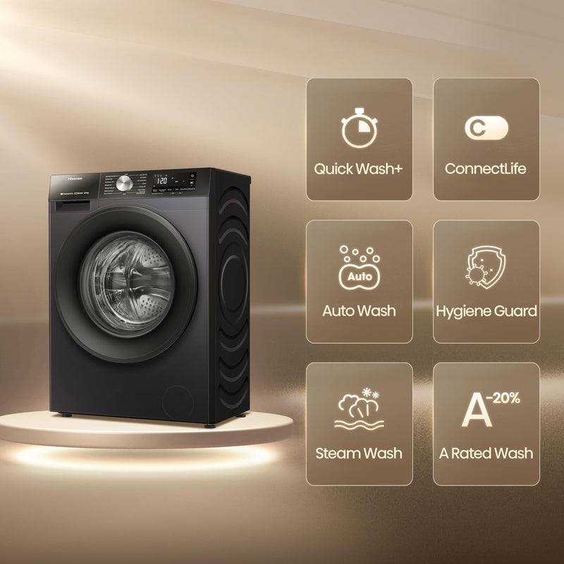 Hisense 3S Series WD3S8043BB3 Wifi Connected 8Kg and 5Kg Washer Dryer with 1400 rpm - Black - A-D Rated