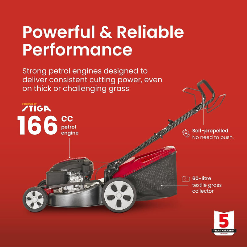 Mountfield Petrol Lawnmower SP53, 166 cc, 51 cm – Self-Propelled, Mulching – Lawns up to 1,800 sqm