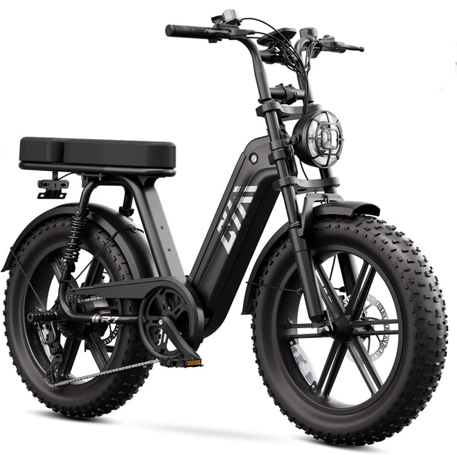 Step-Through Electric Bike with Fat Tyres, 48V 15Ah Removable Battery, 1500W Peak Motor, Full Suspension