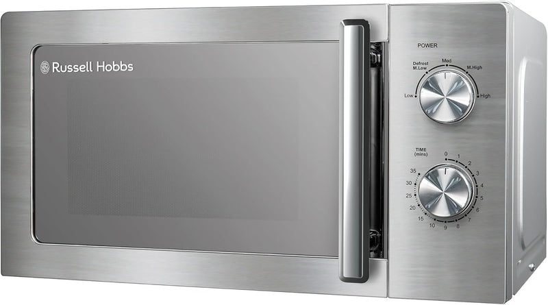 Russell Hobbs Stainless Steel Microwave 20 Litre 800W Solo Manual with 5 Power Levels, Defrost Function & Easy Clean, 35 Minute Timer, RHMM827SS