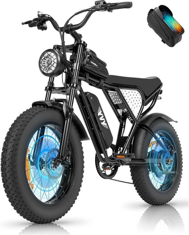 250W Fat Tyre Electric Bike for Adults, 48V 15.6Ah Removable Battery, Brushless Motor, Full Suspension & 7-Speed
