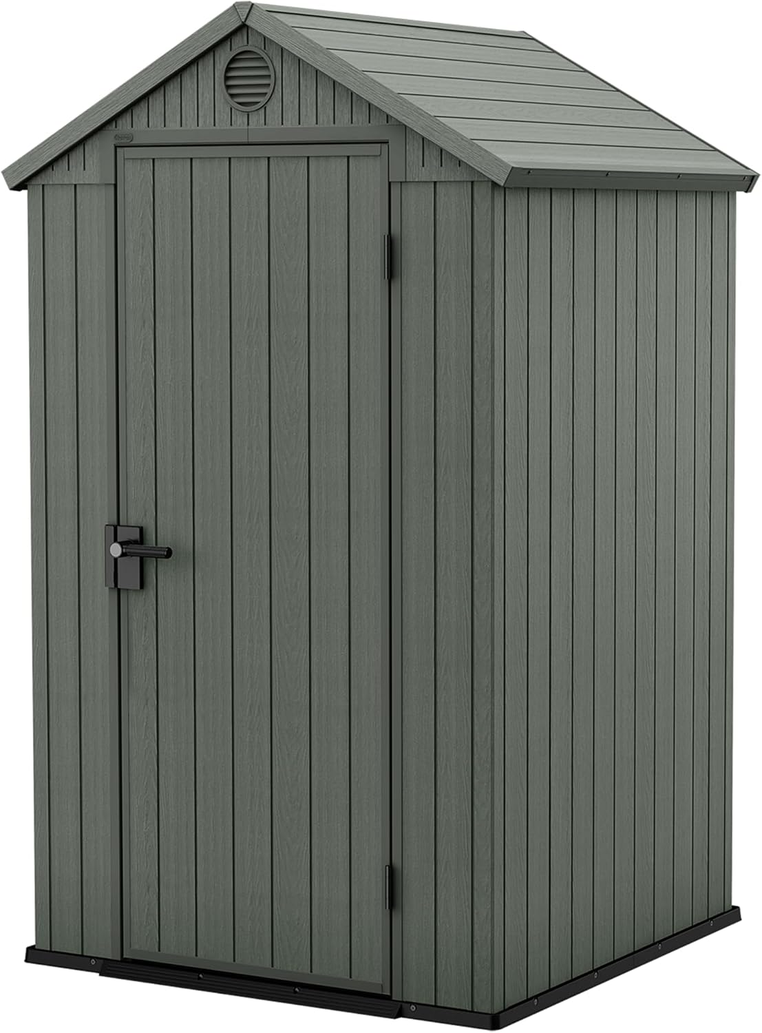 Keter Darwin 4x4 Outdoor Storage Shed - Green | Small Resin Garden Tool Shed | Wood-Effect Weatherproof Double-Wall with Skylight & Ventilation