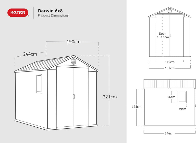 Large Outdoor Garden Storage Shed Weather Resistant Resin Double Door