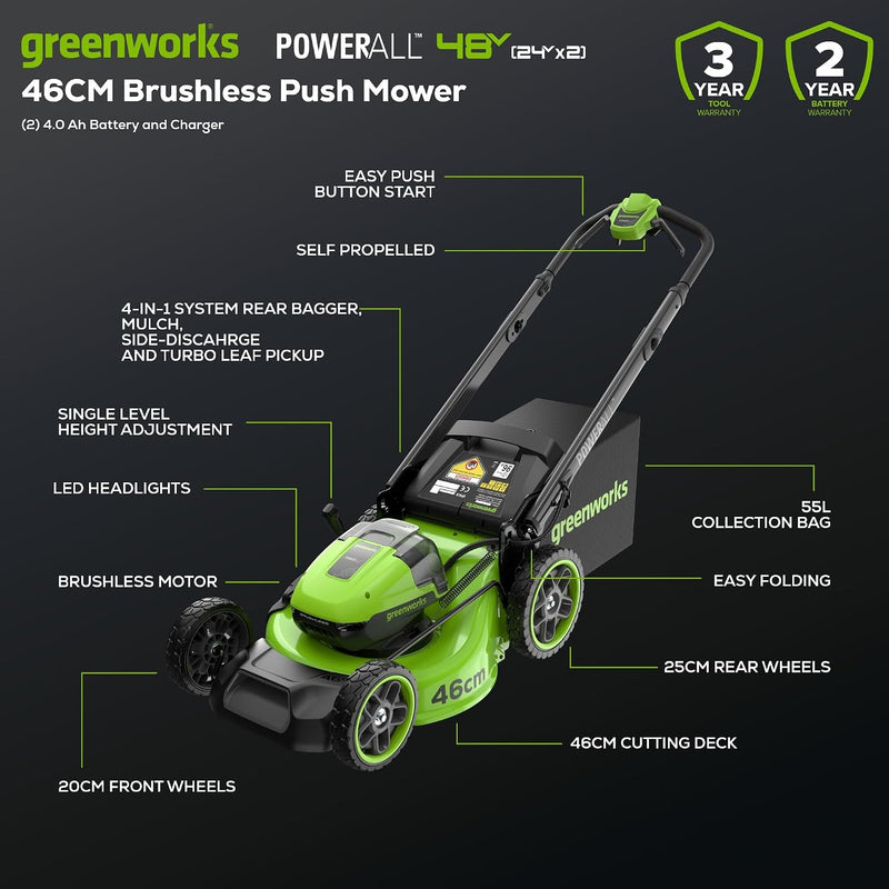 Greenworks 48V (24V x 2) Self Propelled Cordless Lawnmower-MO48L424-01