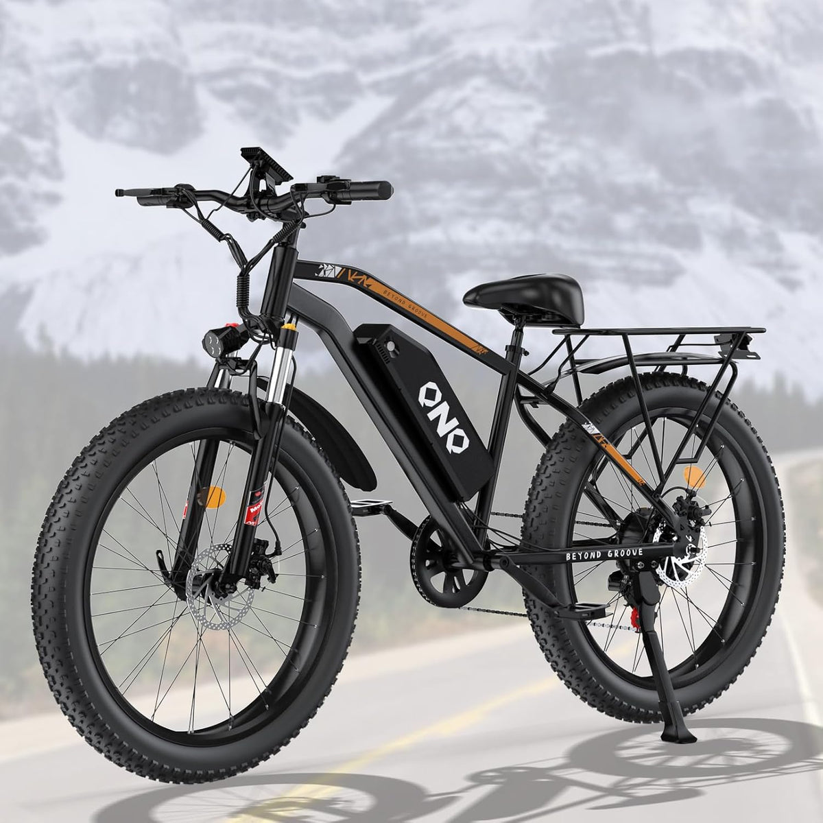 26-Inch Electric Mountain Bike with Fat Tyres, 48V 15Ah Battery, 1500W Peak Motor, Front Suspension & 7-Speed