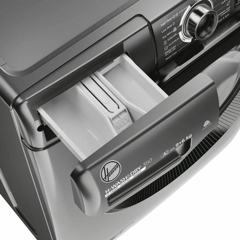 Hoover H-WASH&DRY 350 H3DPS4966TAMBR80 Wifi Connected 9Kg / 6Kg Washer Dryer with 1400 rpm - Graphite - D Rated [Wash&Dry], A Rated [Wash Only] (EX-DISPLAY/B)